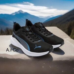 PUMA Rocket Fuel Mens Comfort Black Shoes Running Sneaker Size 13 NIB Mesh Upper